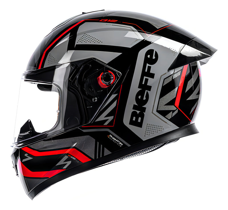 Capacete Bieffe B12 Phanton Esportivo Preto Moto Aerofolio Cor Preto/Vermelho Brilho Tamanho do capacete 58