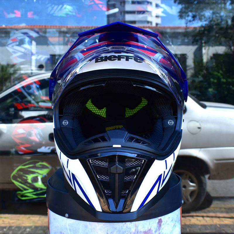 Capacete Masculino Bieffe B-trail Defender Branco Moto Pala