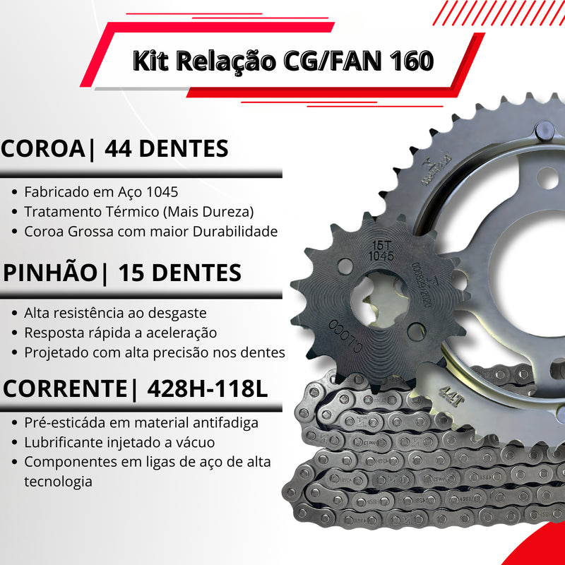 Kit Relação Honda Cg 160 Titan 160 Fan Start Cargo Aço 1045