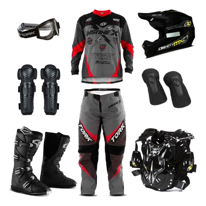 Kit Trilha Equipamento Off Road Motocross Insane X Pro Tork1