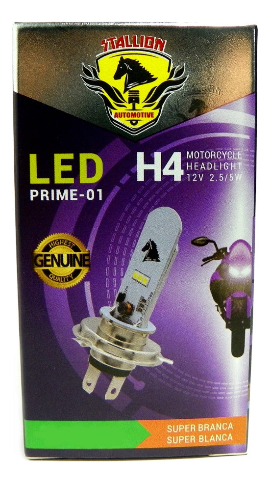 1 Lampada Moto H4 Super Led  Efeito Xenon 8000k Cg Ybr Cb