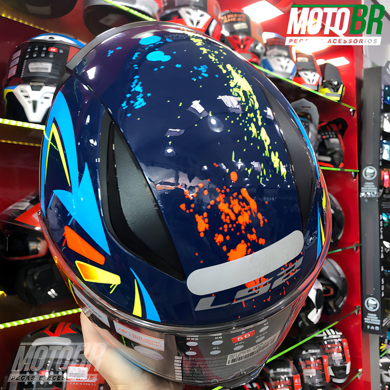 Capacete Ls2 Ff353 Tagline Amarelo/ Azul Brilho