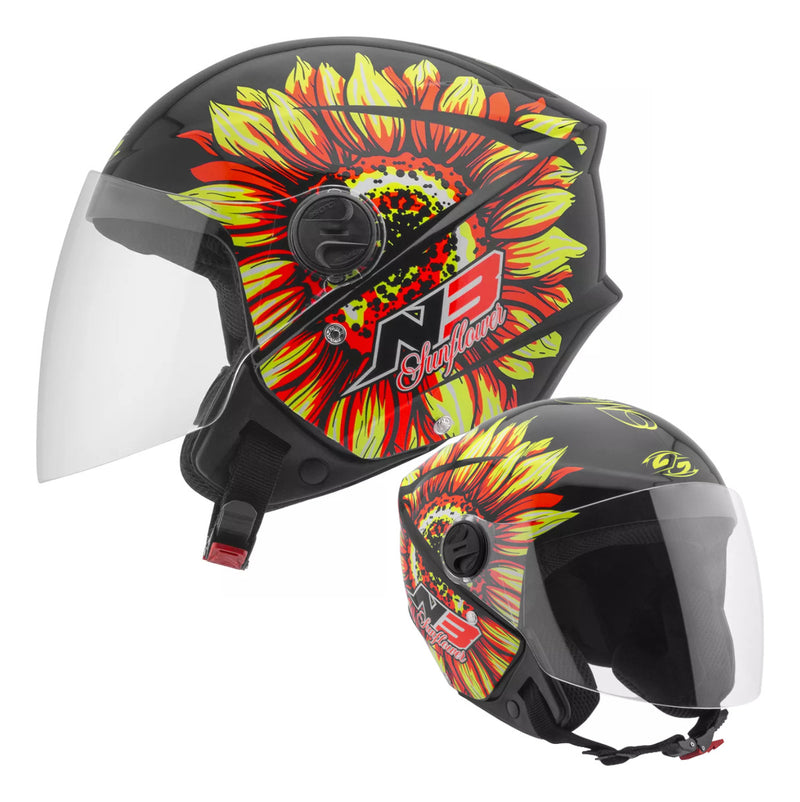 Capacete Moto Aberto Integral N3 Sunflower Girassol Urbano