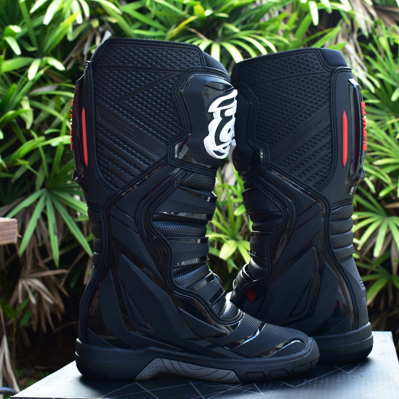 Bota Asw Elevate Preto Cinza Vermelho Cross Motocross Trilha