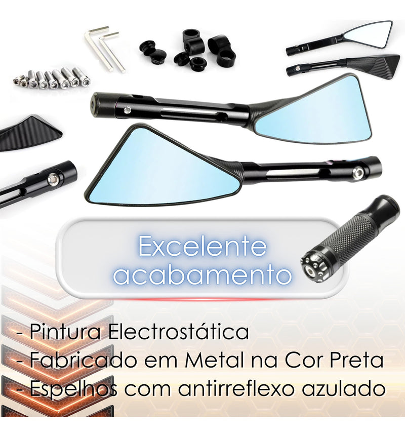 Kit Retrovisor Esportivo Com Manopla Cb Twister Fazer 250 Xt