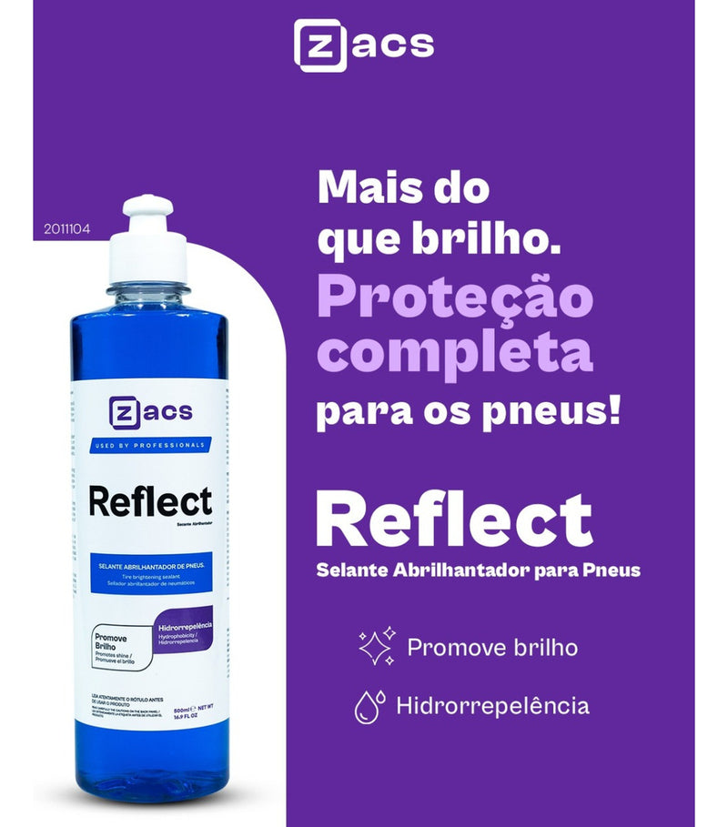 Kit Pretinho Para Pneus Reflect 500ml Zacs Com Aplicador Cor Azul