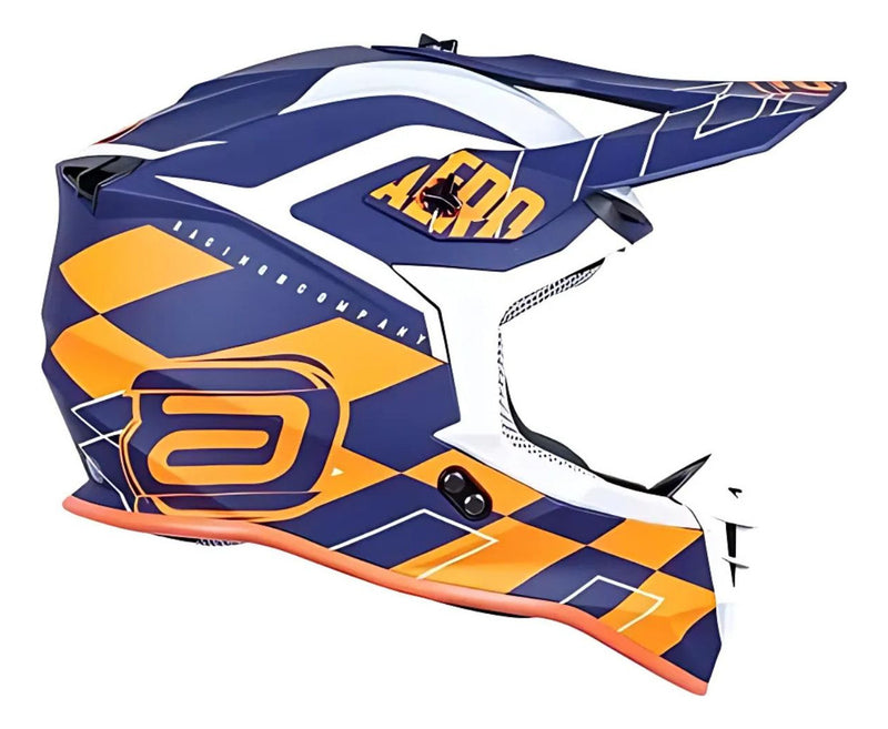 Capacete Asw Motocross R3 Victorious Azul Laranja Branco