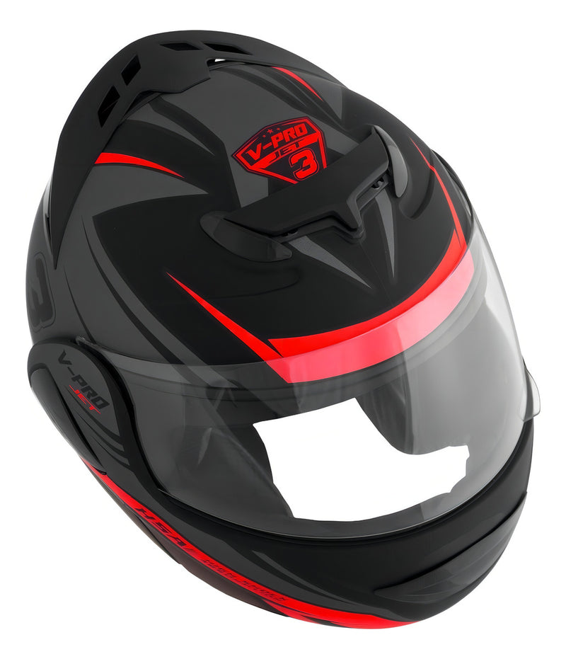 Capacete para moto  escamoteável Pro Tork V-Pro  Jet 3  preto e vermelho jet 3 tamanho 58