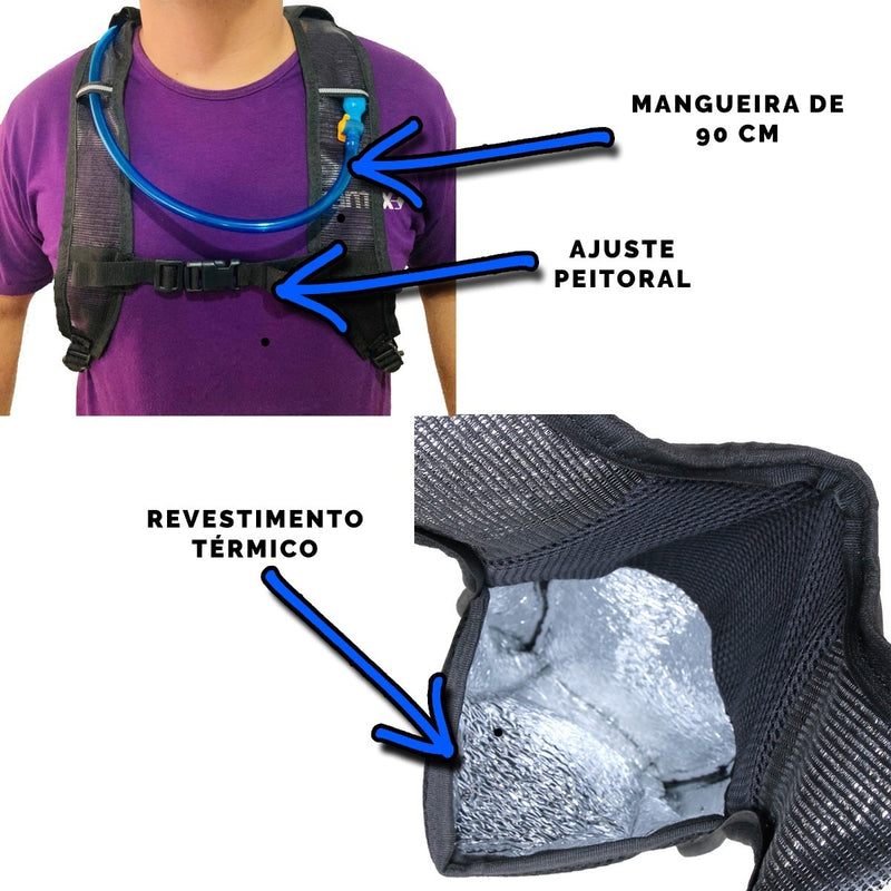 Mochila De Hidratação Impermeável Com Refil 2litros F Sports