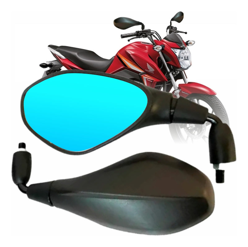 Retrovisor Bmw F800 Rebaixado 90° Honda Lente Convexo Azul