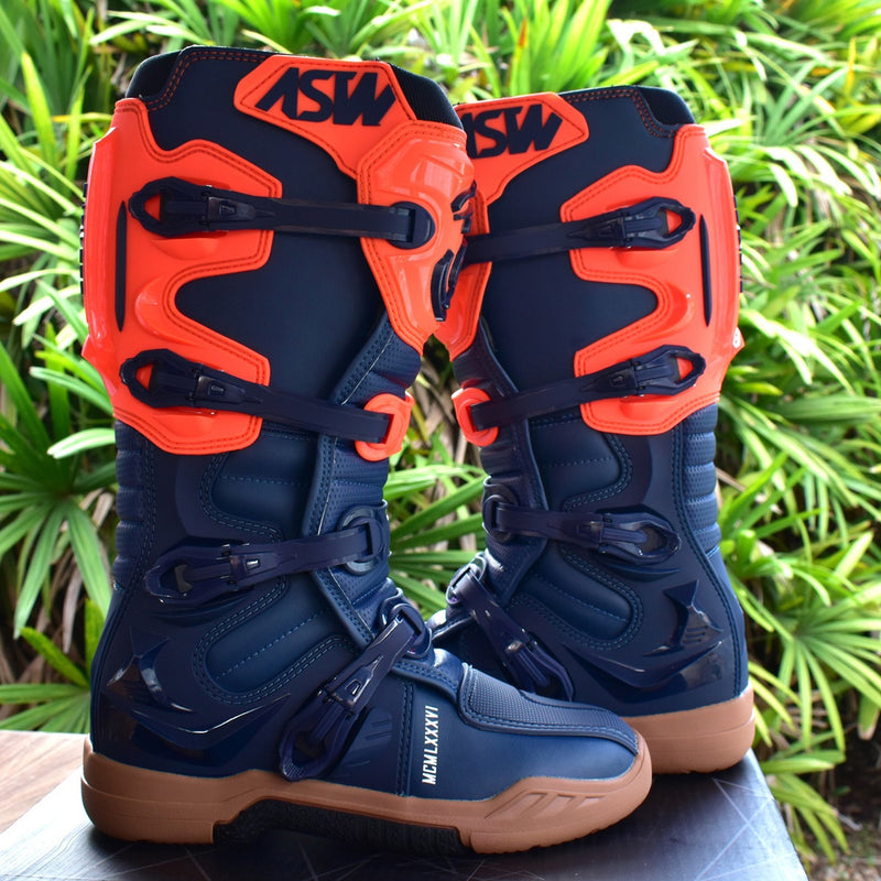 Bota Asw Elevate Enduro Azul Laranja Cross Motocross Trilha