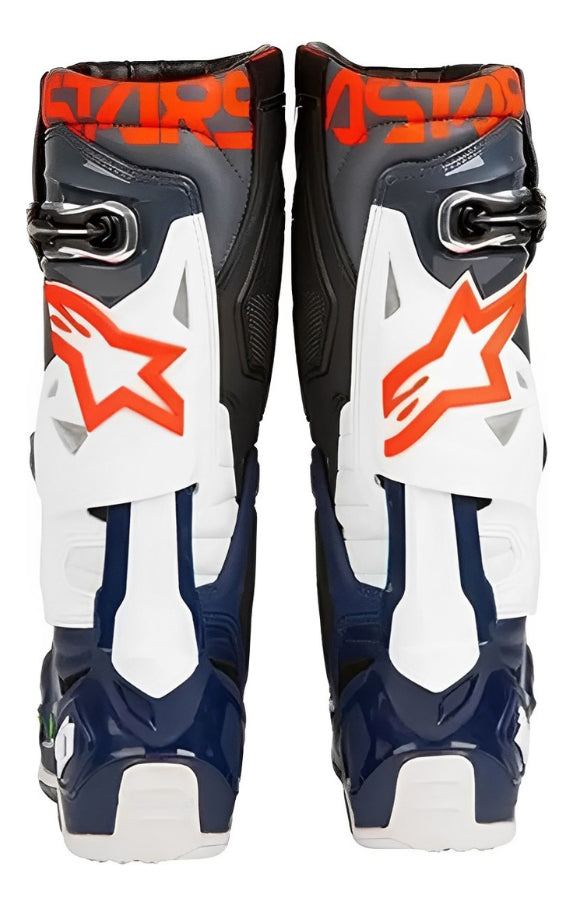 Bota Alpinestars Tech 10 Cinza Azul Vermelho Fluo Motocross