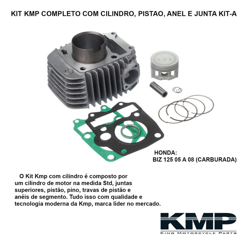 Kit Kmp Completo Cilindro Pistao Biz 125 2005 2006 2007 2008