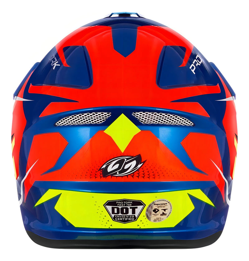 Capacete De Trilha Cross Fast Fantasy Enduro Pro Tork Cor Azul-laranja Tamanho do capacete 56