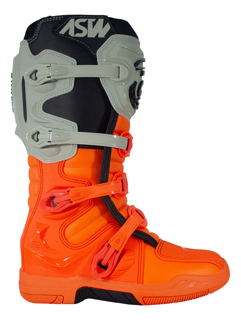 Bota Asw Elevate Laranja Cinza Cross Motocross Trilha