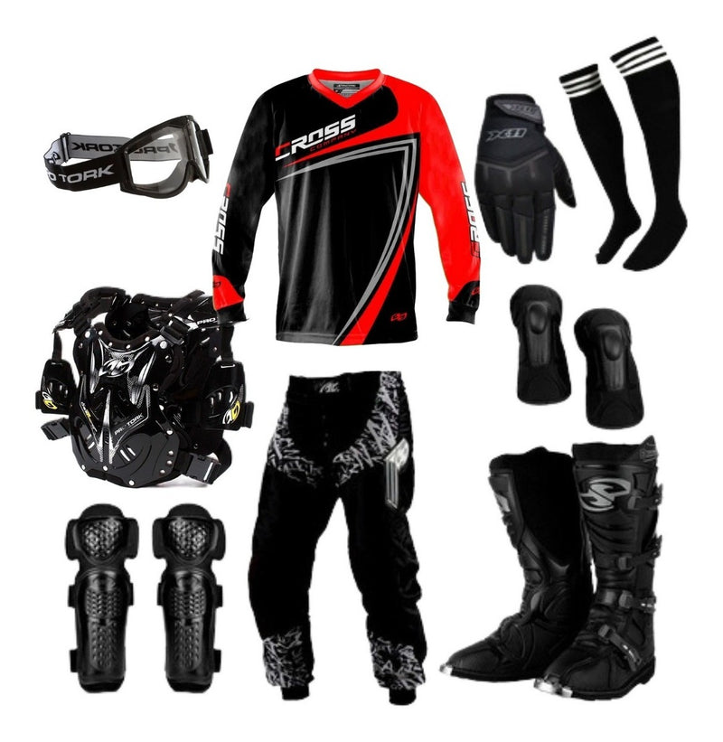 Kit Equipamento Insane Motocross Trilha Pro Tork C/ Luva