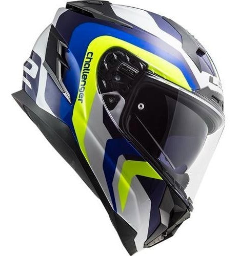 Capacete Ls2 Challenger Ff327 Galactic Branco/amar/azul