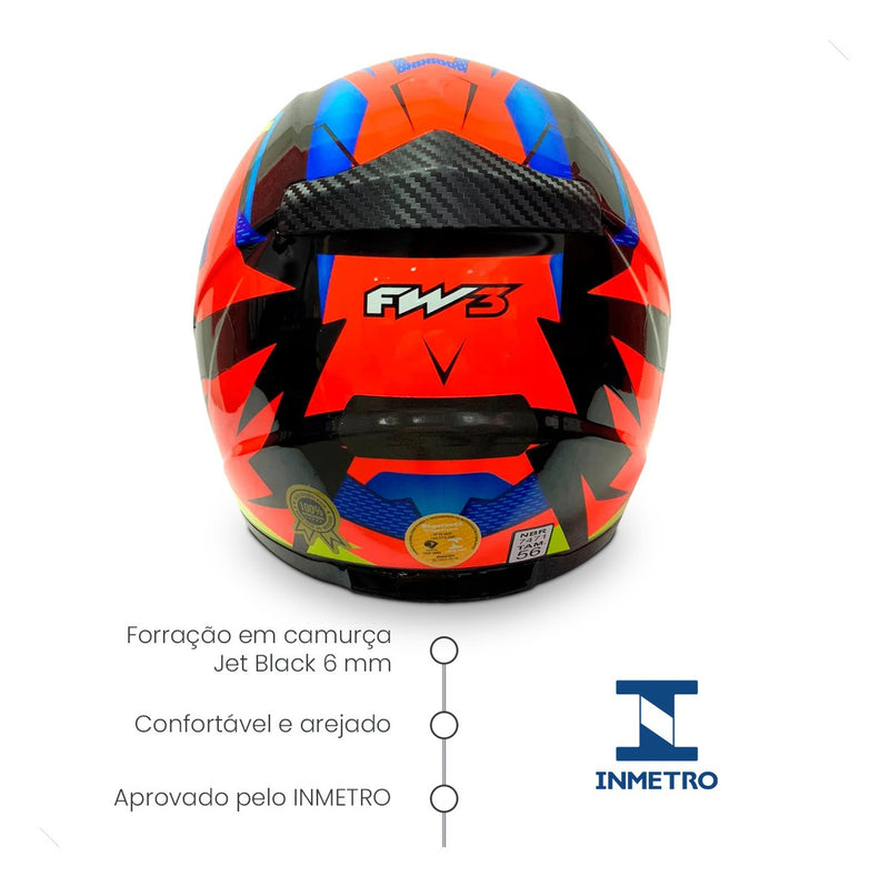 Capacete Moto Fechado Fw3 Modelo Gtx Fox Várias Cores