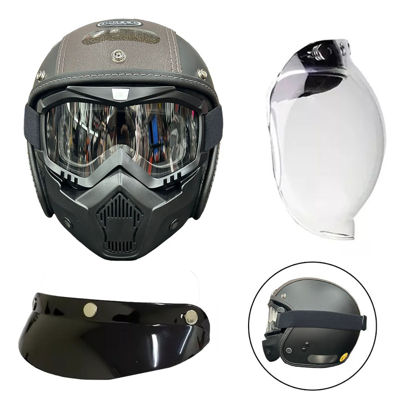 Capacete Bieffe Custom Motocicleta Marrom Café Racer Retro