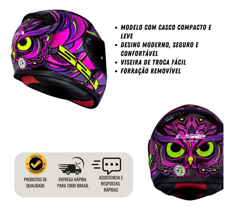 Capacete Ls2 Ff353 Rapid Athena Roxo