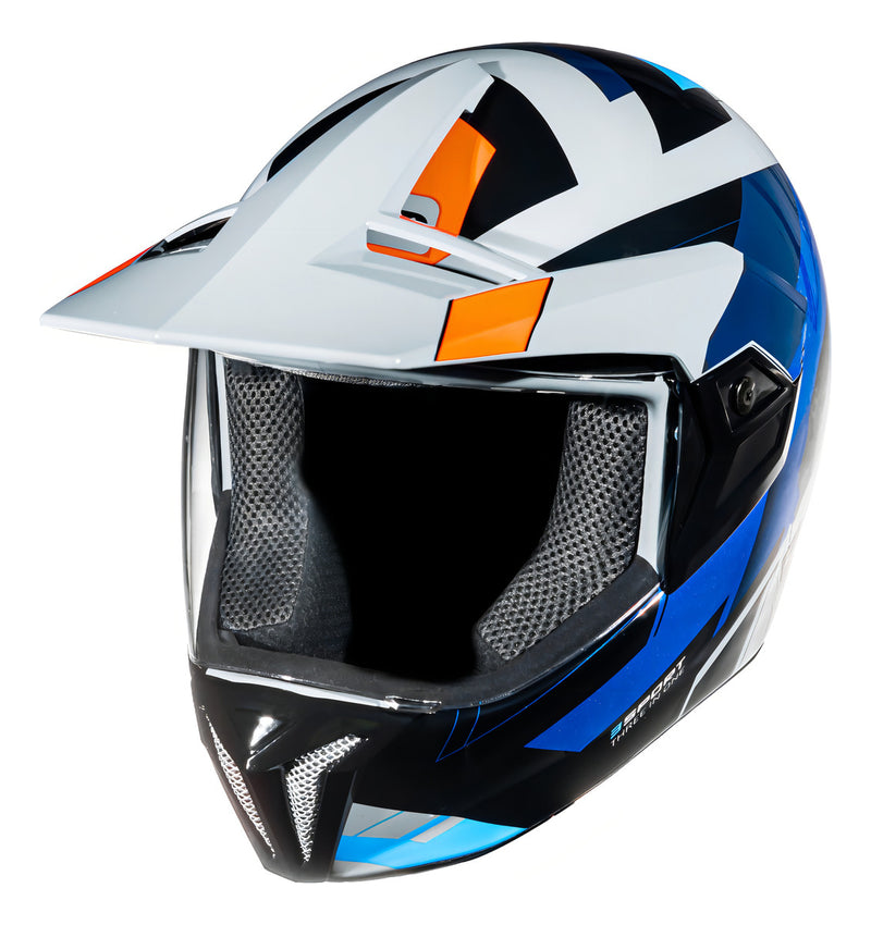 Capacete para moto  integral Bieffe  3 Sport  cinza e azul brilhante react tamanho 56