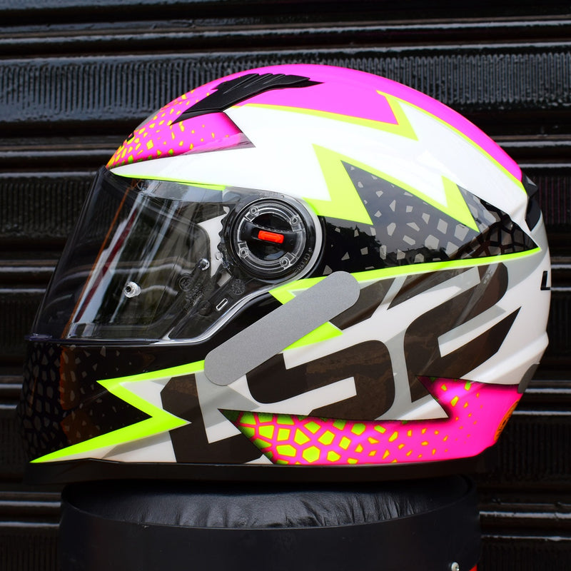 Capacete Feminino Ls2 Ff358 Speedy Branco Rosa Fechado Moto