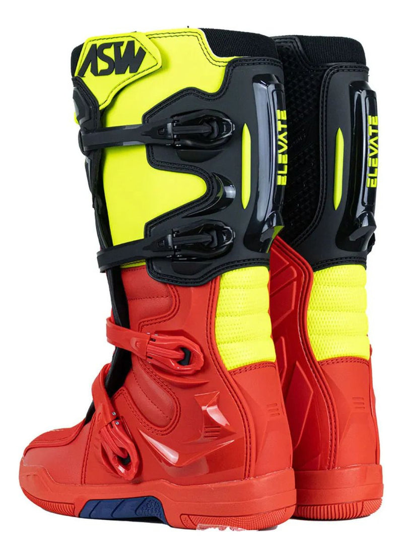 Bota Motocross Asw Elevate Vermelha Preta Amarela Fluo