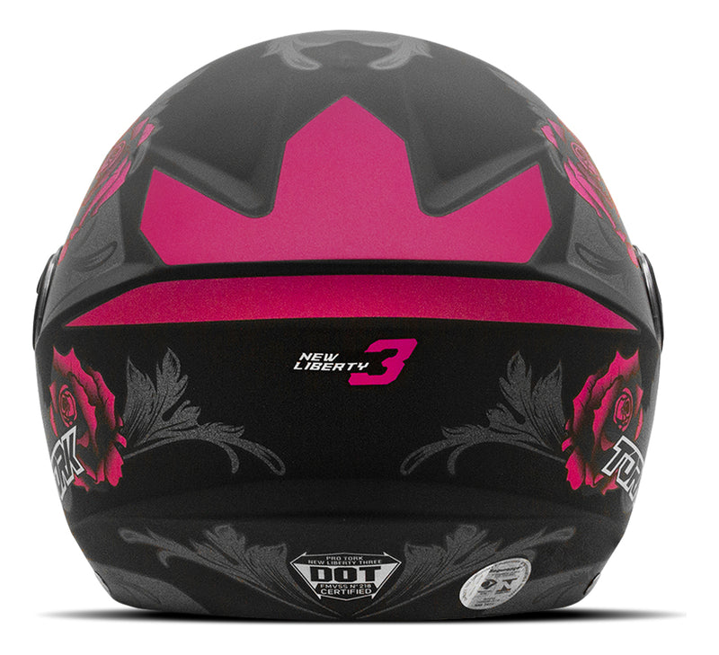 Capacete Aberto New Liberty Three Flowers Viseira Fumê Fosco