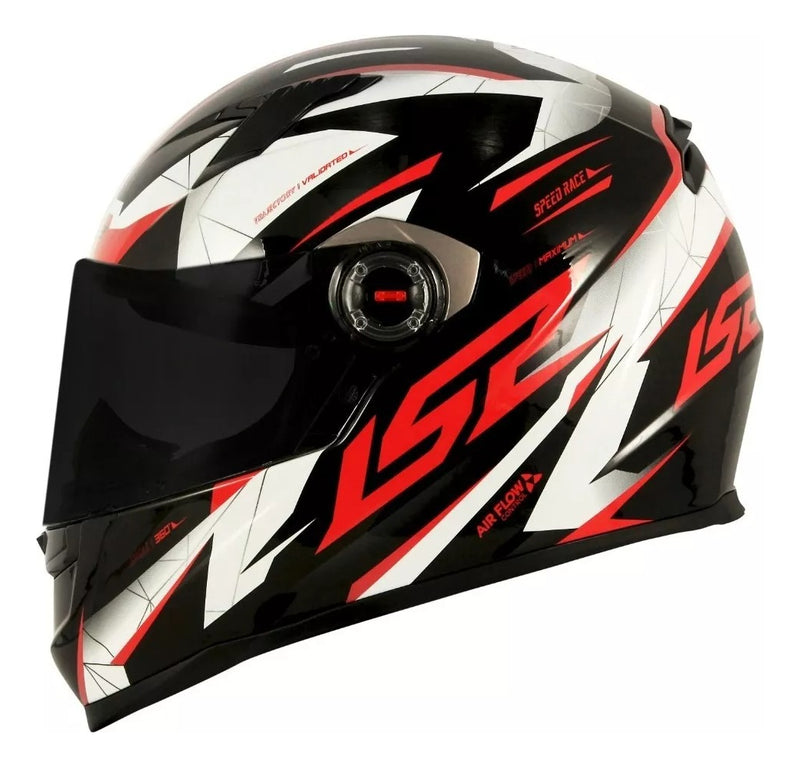 Capacete Ls2 Ff358 Draze Preto Branco Vermelho