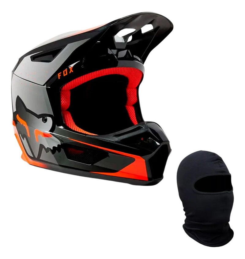 Capacete Fox Racing V2 Vizen Laranja / Verd Trilha Motocros