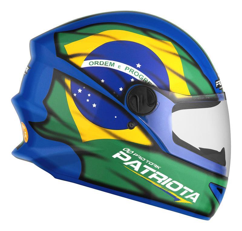 Capacete Fechado R8 Modelo Patriota Nação Bandeira Brasil