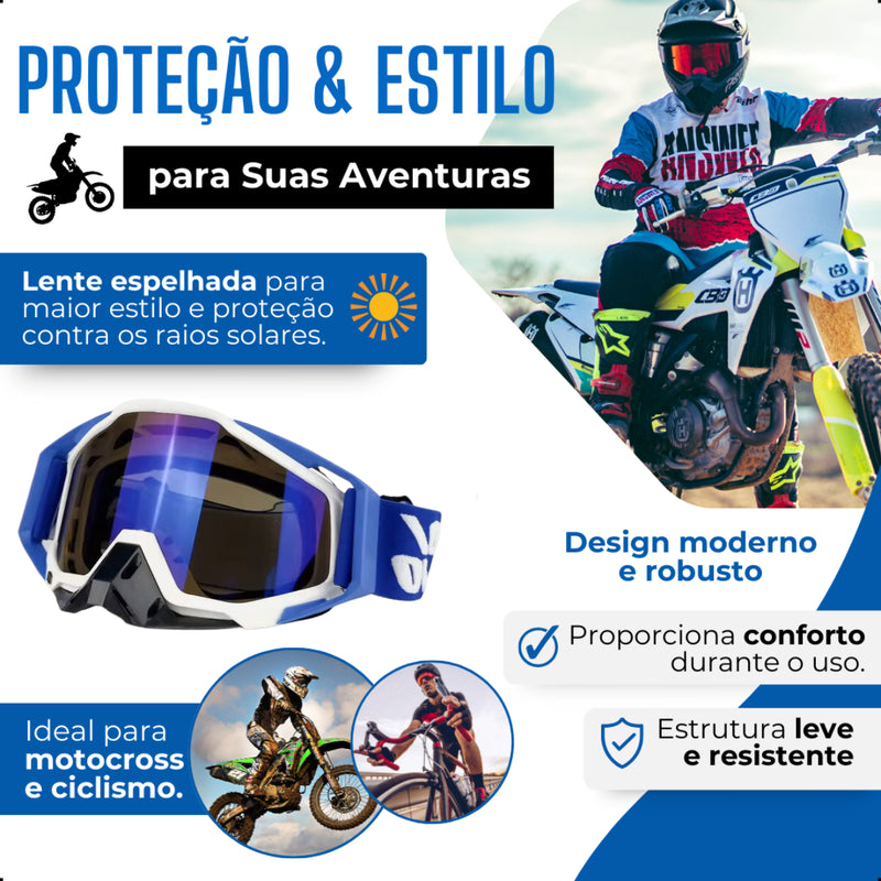 Óculos Motocross Enduro Trilha 100 Importado Lente Espelhada