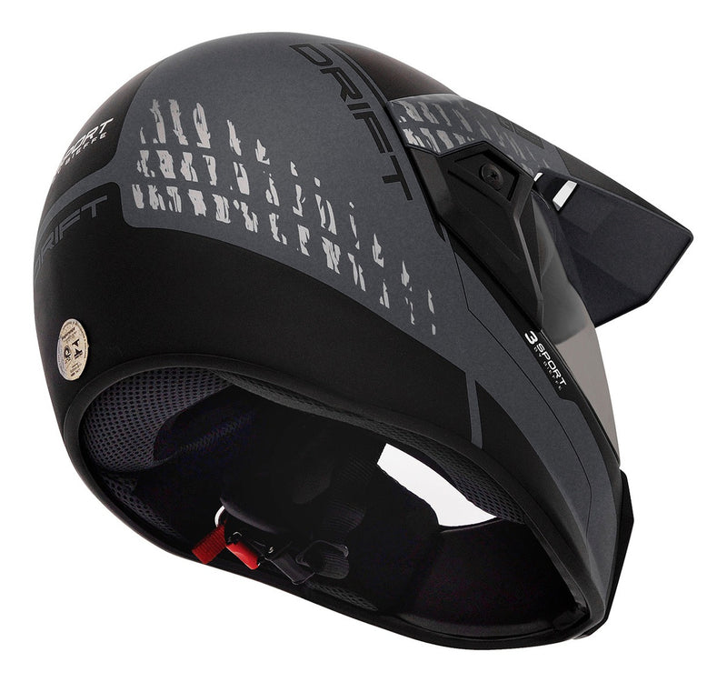 Capacete Bieffe 3 Sport Drift Preto Fosco Grafite Motocross