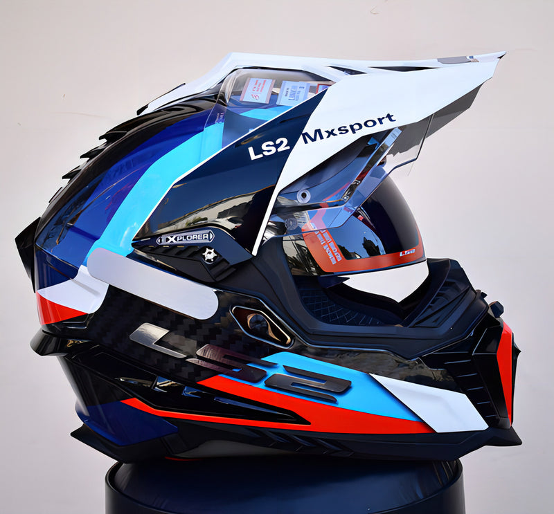 Capacete Para Big Trail Ls2 Explorer C Mx701 Frontier Azul Cor Branco/Azul/Vermelho Tamanho do capacete 56