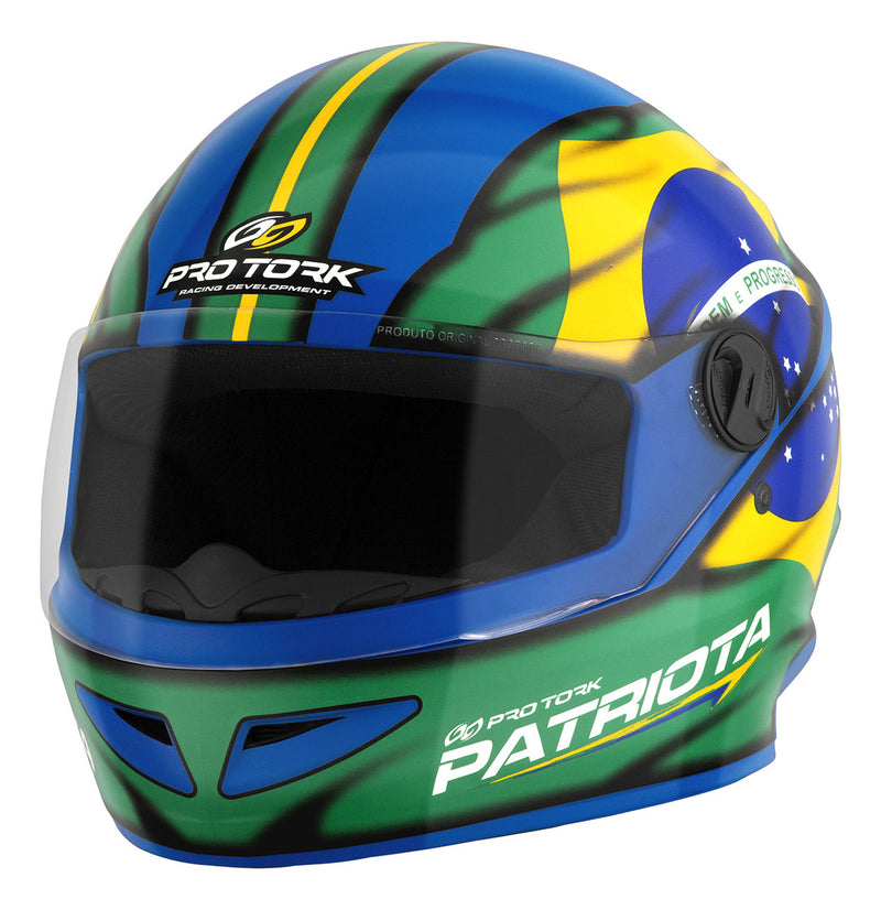 Capacete Fechado R8 Modelo Patriota Nação Bandeira Brasil