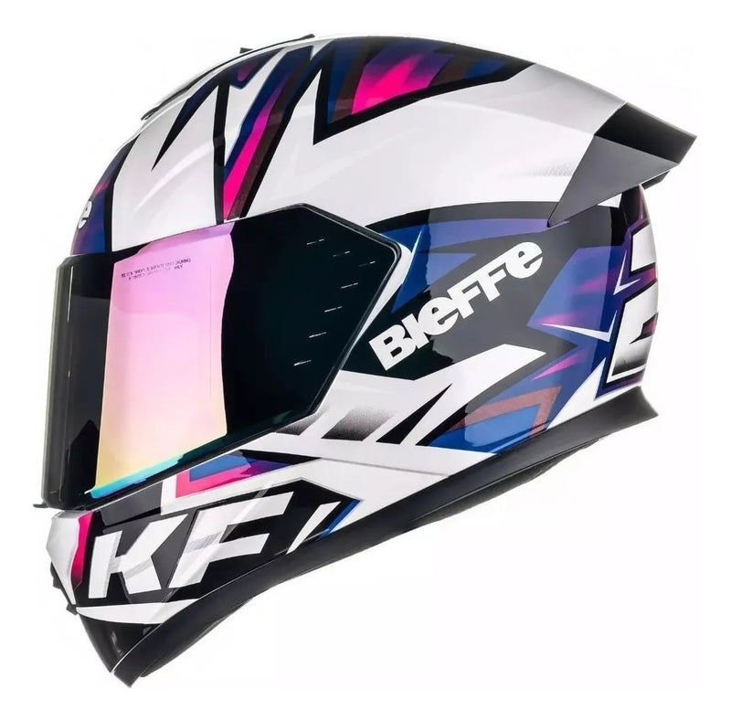 Capacete Bieffe B-12 Kf Branco Perolado Roxo