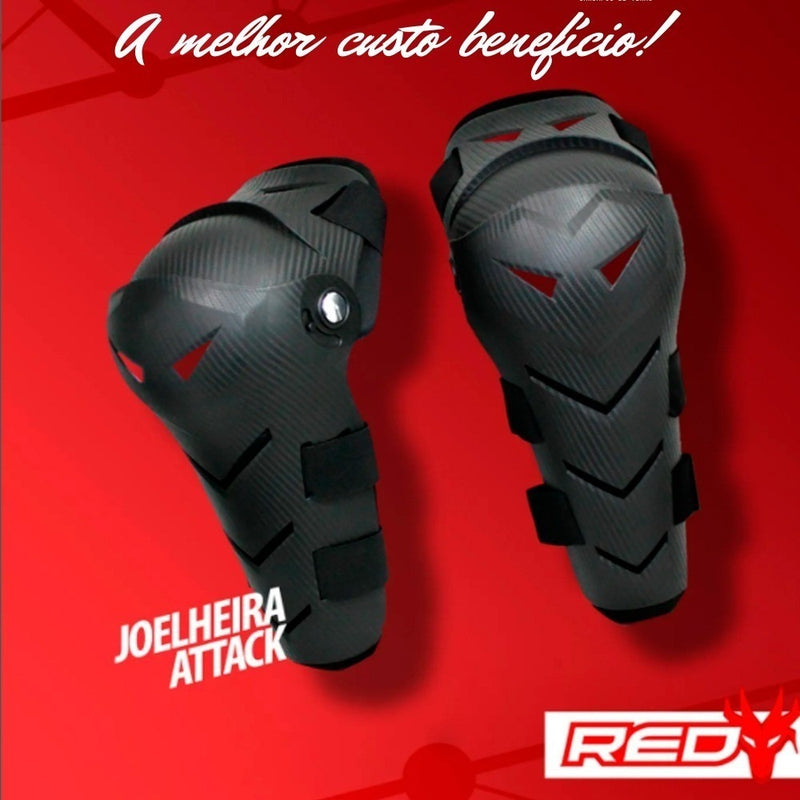 Joelheira Enduro Trilha Articulada Red Dragon Attack Preta