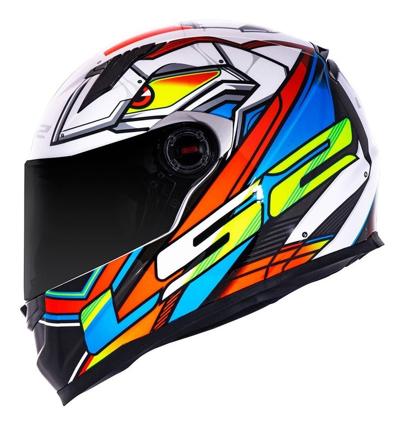 Capacete Masculino Ls2 Ff358 X-drone Branco Colorido Fechado