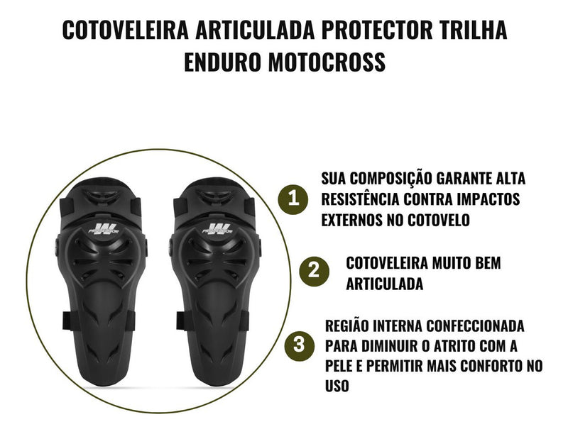 Cotoveleira Protetora Articulada Off Road Alta Resistência