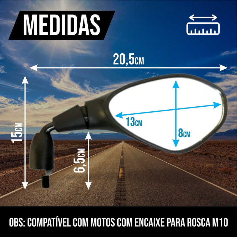 Retrovisor Bmw F800 Rebaixado 90° Honda Lente Convexo Prata