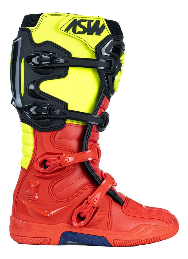 Bota Motocross Asw Elevate Vermelha Preta Amarela Fluo