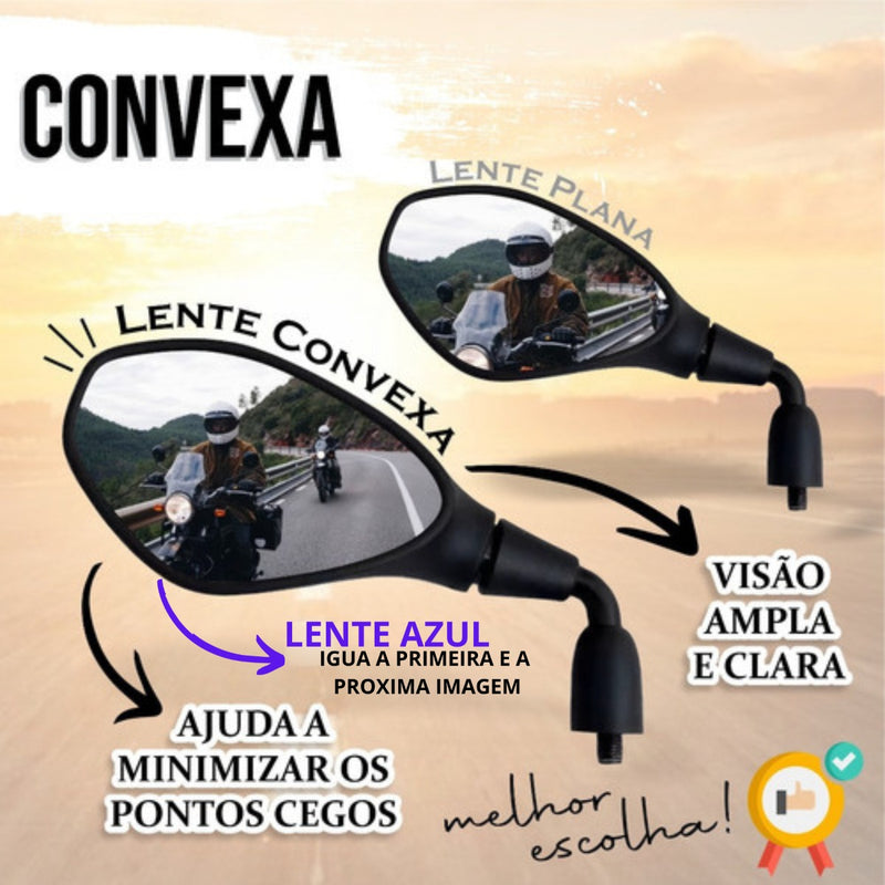 Retrovisor Bmw F800 Rebaixado 90° Honda Lente Convexo Azul