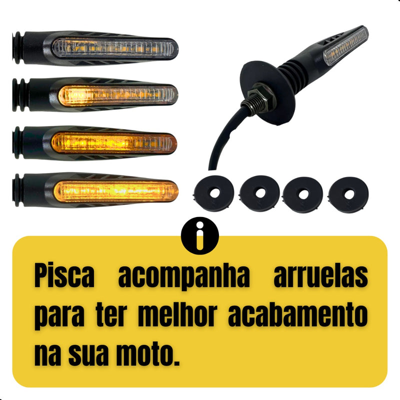 Kit 04 Piscas Slim Moto Seta Led Sequencial Universal Palito