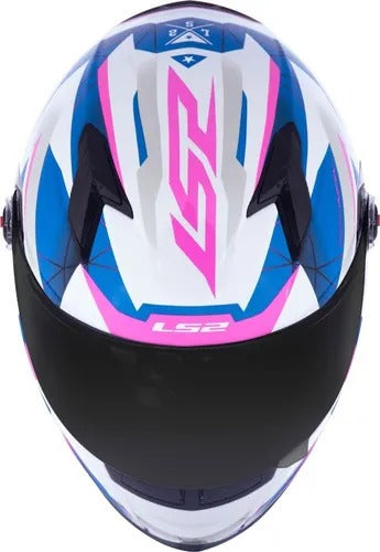 Capacete Ls2 Classic Draze Blue/pink Integral Motociclista