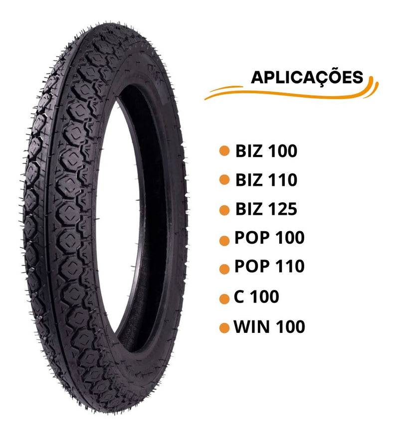 Pneu Traseiro Biz 100 Biz 125 80/100-14 Moto Honda Pop 110