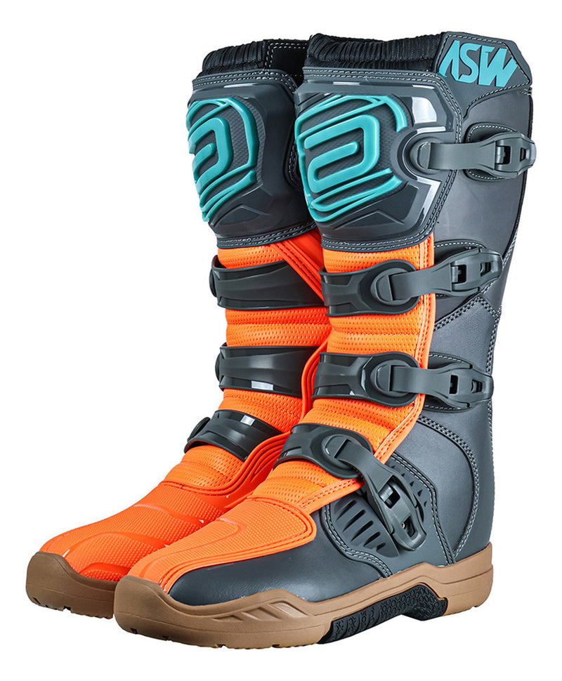 Bota Asw Image Enduro Cinza Laranja Cross Motocross Trilha