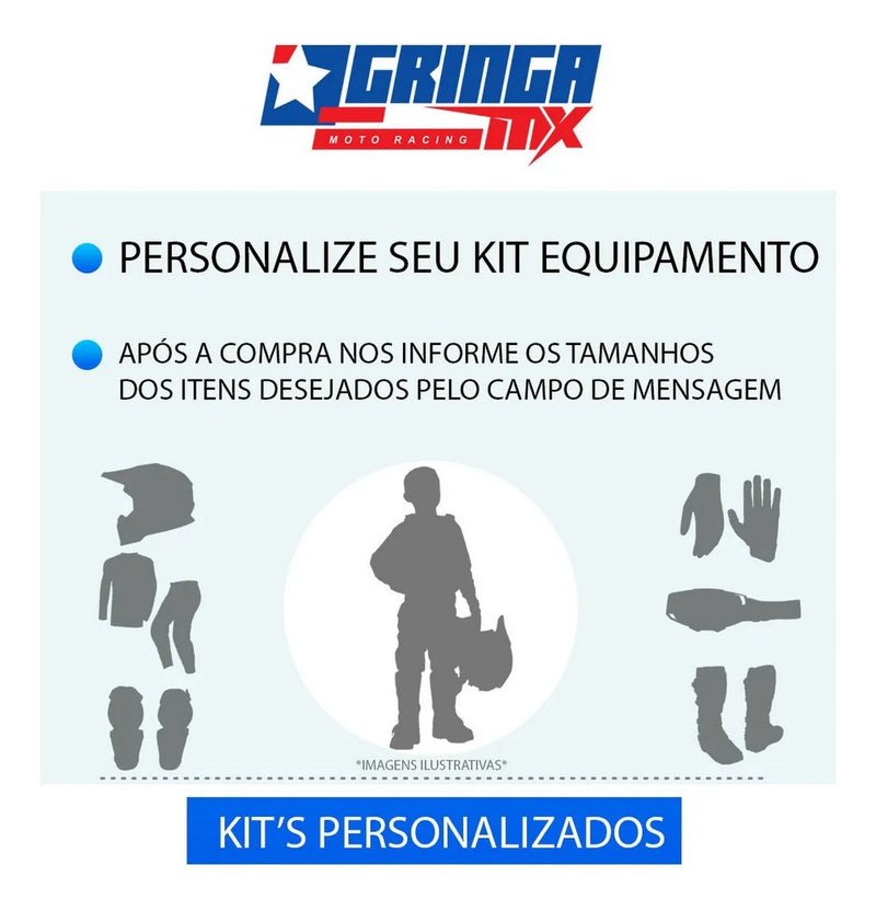 Kit Equipamento Infantil Motocross Trilha Kids Criança Compl