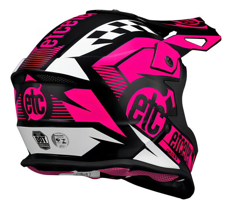 Capacete Motocross Etceter Fast Brilhante Cor Rosa Tamanho do capacete 60