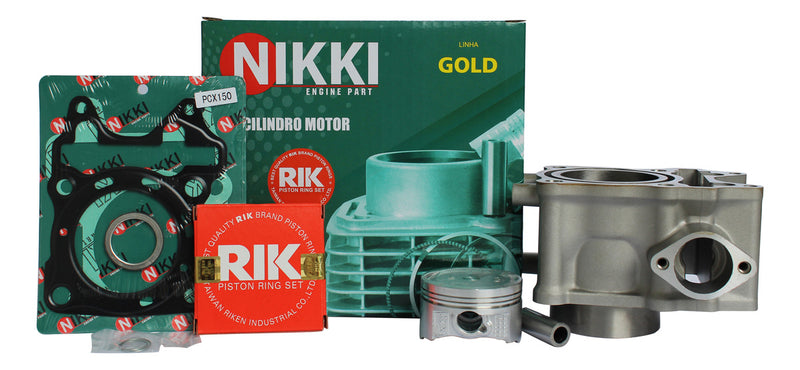 Kit Cilindro Nikki Motor Pcx 150 Pistão E Aneis Juntas Rik