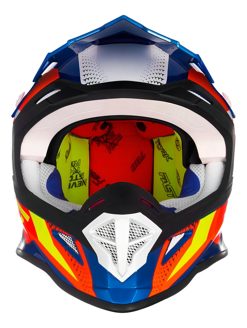 Capacete De Trilha Cross Fast Fantasy Enduro Pro Tork Cor Azul-laranja Tamanho do capacete 56